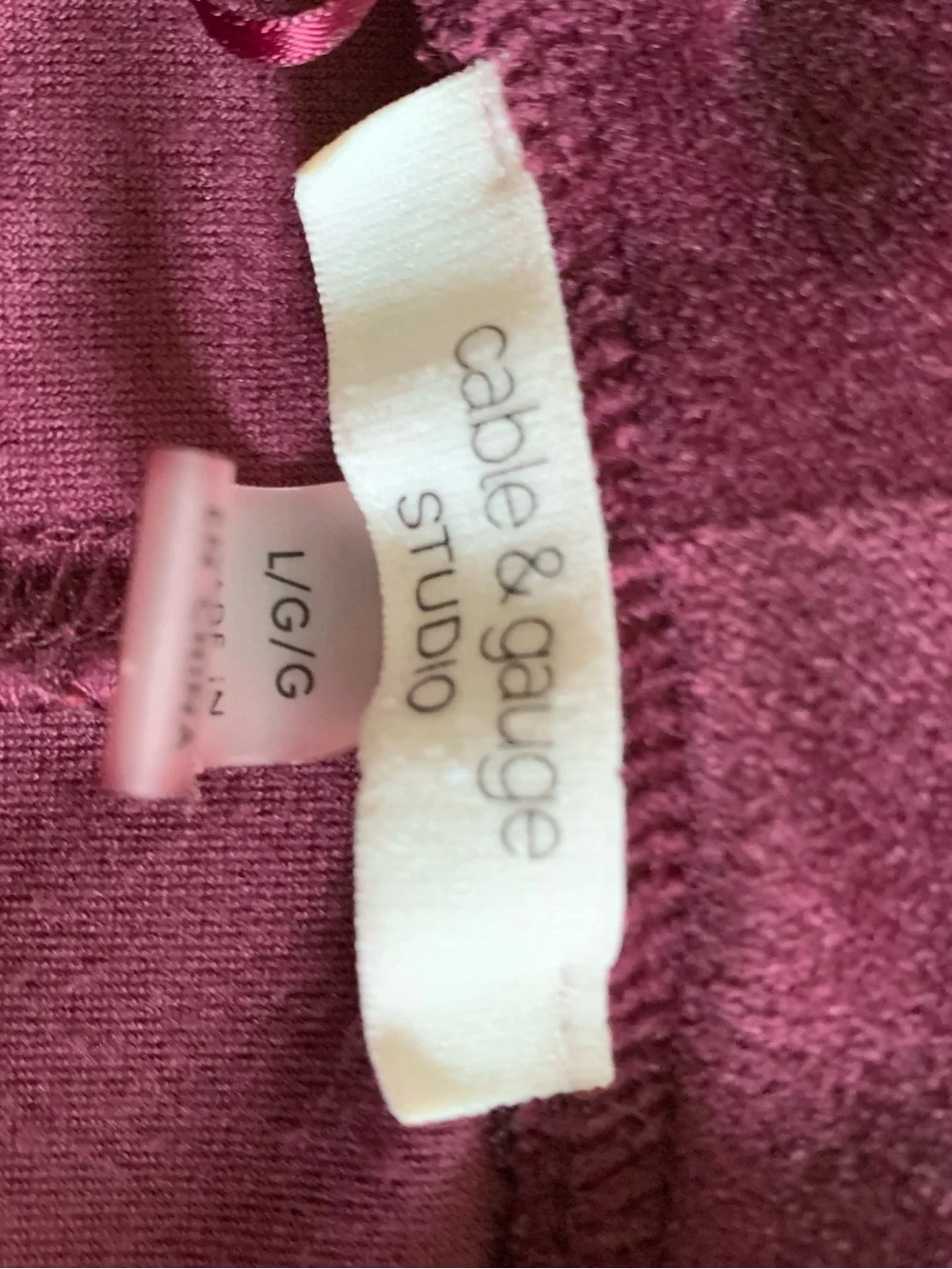 Cable & Gauge Plush Hooded lounging set  - Burgundy size large